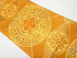 丸文に華紋・七宝模様織出し袋帯